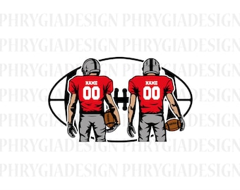 Two Football Players Svg , Football Player Svg , Football Name Svg , Football Shirt Svg , Personalized Name , Football Season