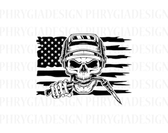Skull And Welding Torch Svg Png , Us Welder Skull , Welder Skull Svg , Welder Svg , Welding Svg , Welder Shirt , Welder Clipart , Skull Svg