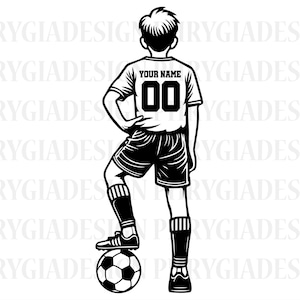 Soccer Kid Player Svg Png , Soccer Boy Svg , Soccer Svg , Personalized Name Svg , Soccer Clipart , Football Svg , Soccer Kid Cutfile