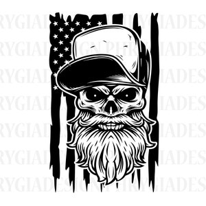 Bearded Skull Svg Png , Bearded Man Svg , Us Flag Svg , Skull Svg , Skull Shirt , Digital Download , Instant Download