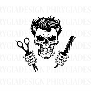Barber Skull Svg , Barber Svg , Barber Shirt Svg , Barber Clipart , Barber Sublimation , Barber Shirt , Barber Png , Barber Skull Svg