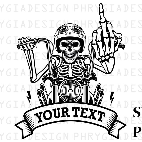 Png motocycliste, doigt du milieu squelette, moto, Svg moto, crâne de moto, chopper Svg, moto squelette Svg