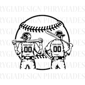 Two Baseball Player Svg , Personalized Name Svg , Baseball Cutfile , Baseball Shirt Svg , Baseball Player Clipart , Baseball Dad Svg