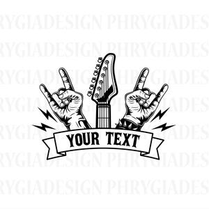 Rock And Roll Music Svg Png , Rock Hand Sign Svg , Guitar Svg , Rock N Roll Svg , Rocker Svg , Heavy Metal Svg , Instant Download