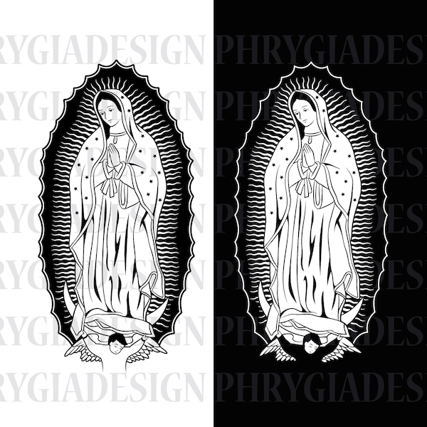 Our Lady Of Guadalupe Svg , Virgen de Guadalupe Svg , Virgin of Mexico Svg , Mother Mary Svg , Digital Download , Instant Download