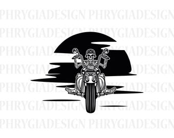 Motorcycle Rider Svg Png , Skull Biker Svg , Motorcycle Svg , Skeleton Rider Svg , Motorcycle Skull Svg , Chopper Svg , Motorcycle Skeleton