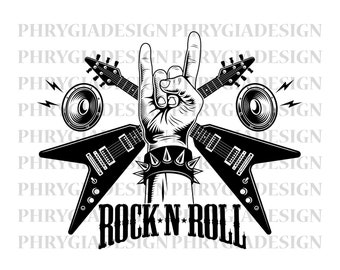 Rock And Roll Svg Png, Rock And Roll musique Svg, Rock main signe Svg, Heavy Metal Svg, téléchargement numérique, téléchargement immédiat