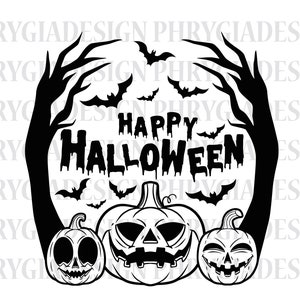 Happy Halloween Svg , Halloween Shirt Svg , Happy Halloween Sign , Pumpkin Svg , Bat Svg , Halloween Png , Halloween Clipart