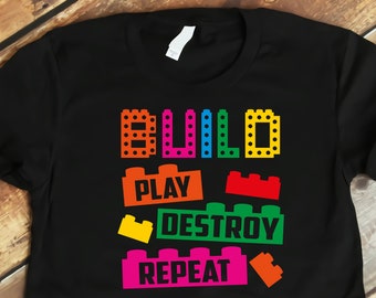 Build Play Destroy Repeat Svg Png , Colorful Block Bricks Svg , Builder Gift Idea , Toys Building Blocks Svg , Brick Master Builder Svg