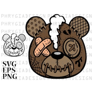 Beaten Teddy Bear Svg Eps Png , Teddy Bear Svg , Teddy Bear Clipart , Teddy Bear With Heart , Cricut Cut Files , Digital Download