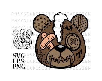 Beaten Teddy Bear Svg Eps Png , Teddy Bear Svg , Teddy Bear Clipart , Teddy Bear With Heart , Cricut Cut Files , Digital Download