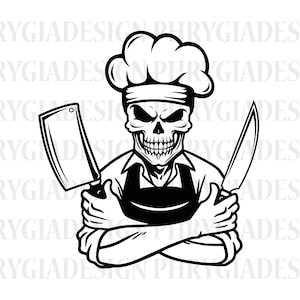 Chef Skull Svg , Grill Master Svg , Chef Svg , Chef Skull Clipart , Chef Clipart , Chef Skull Shirt , Chef Png
