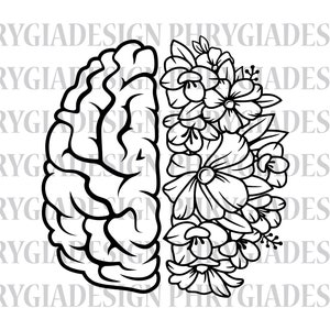 Mental Health Matters Svg , Floral Brain Svg , Awareness Shirt Svg , Anatomy Svg , Mind Health Svg , Brain Svg , Digital Download