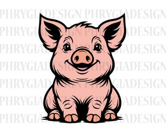 Cute Pig Svg Png , Baby Pig Clipart , Farm Animal Cut File , Kids Nursery Svg , Happy Pig Svg , Digital Downlaod , Instant Download
