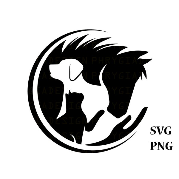 Horse Cat Dog Svg Png , Horse Svg , Cat Svg , Dog Svg , Veterinarian Svg , Animal Lover , Horse Silhouette , Digital Download