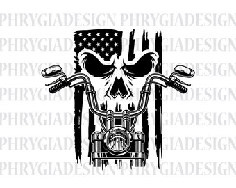 Motorcycle Skull Svg , Biker Shirt Svg , Biker Skull Svg , Motorbike Svg , American Biker , Motorcycle Svg ,  Motorcycle Shirt Svg