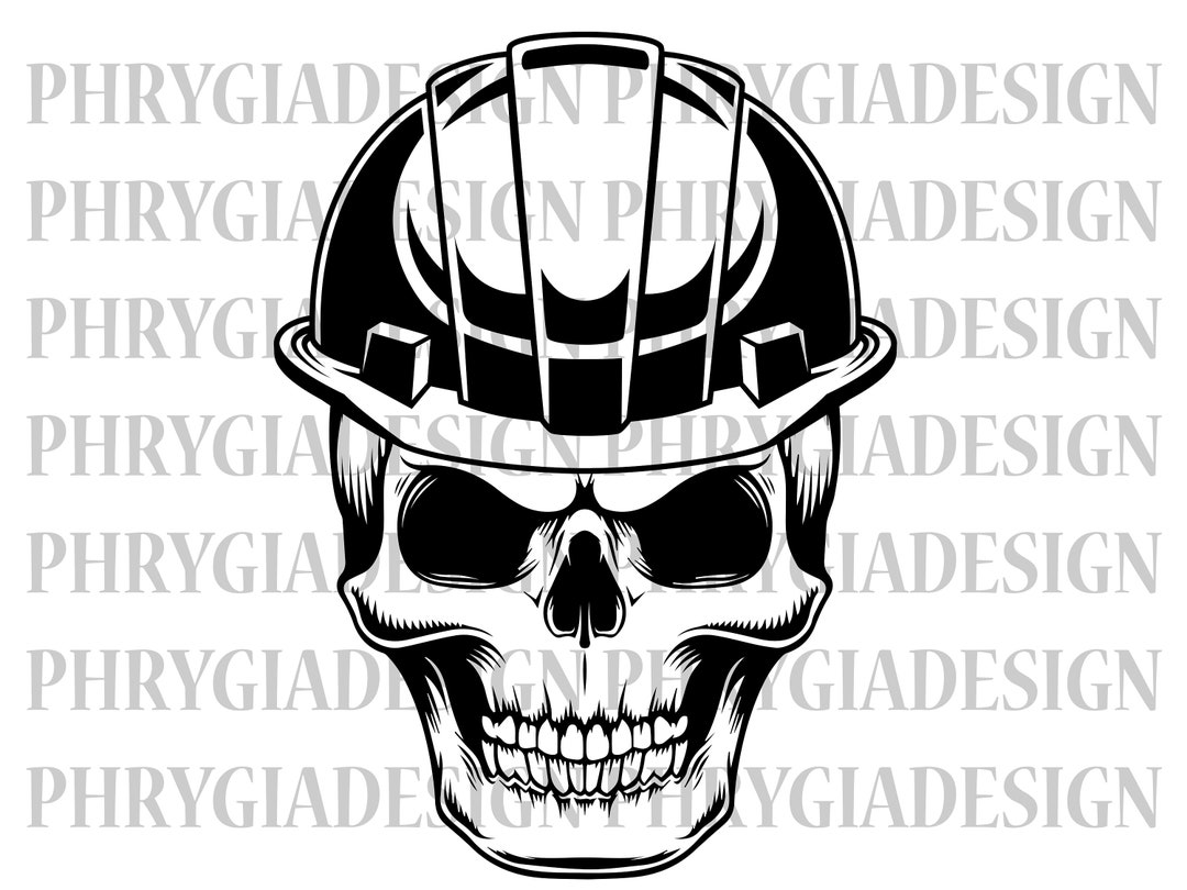 Skull With Hard Hat Svg Png , Construction Svg , Engineer Svg ...