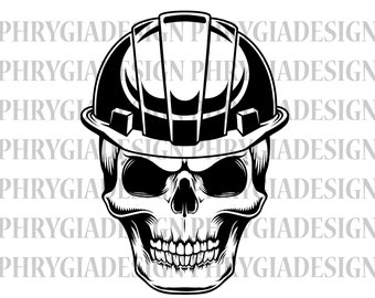 Skull With Hard Hat Svg Png , Construction Svg , Engineer Svg , Construction Shirt , Digital Download , Instant Download