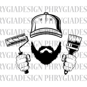 Beard Man Painter Svg , Painter Dad T-shirt Design  , Painting Clipart , Paint Brush Svg , Paint Roller Svg , Beardman Svg , Painter Shirt