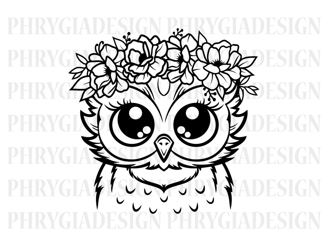 Owl Flower Crown Svg , Owl Svg , Owl Cut File , Animal Face Svg , Cute ...