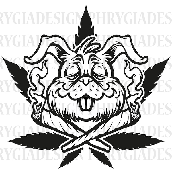 High Bunny Smoking Weed SVG png , Cannabis svg , High Bunny svg , digitaler Download , Instant Download