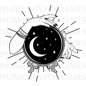 Crystal Ball Svg , Mystical Svg , Moon Svg , Psychic Svg , Witchy Svg , Magic Crystal Svg , Digital Download , Instant Download