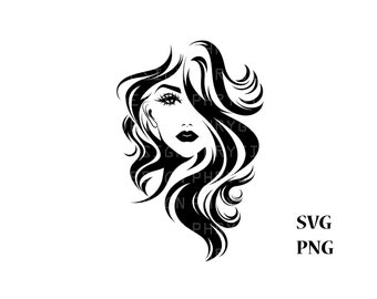 Beautiful Woman Svg Png , Woman Silhouette Svg , Woman Face , Hair Svg , Girl Svg , Face Svg , Digital Download , Instant Download