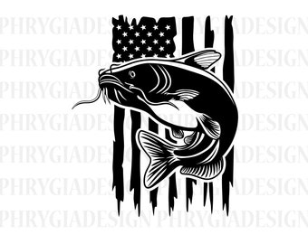 US Catfish Svg , USA Flag Catfish Svg , Fishing Svg , US Fishing Shirt , Lake Fishing Svg , Fish Svg , Fisherman Svg , Fishing Shirt Svg