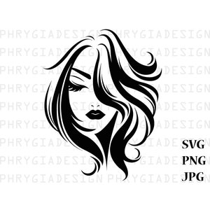 Beautiful Woman Svg Png , Woman Silhouette Svg , Woman Face Svg , Hair Svg , Girl Svg , Face Svg , Digital Download , Instant Download