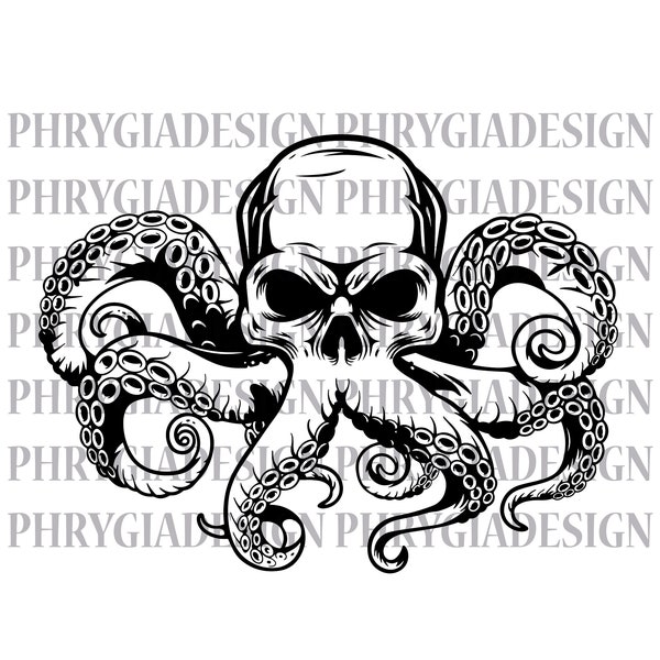 Skull Octopus Svg , Tentacles Svg , Ocean Sea Monster , Octopus Svg , Kraken Svg , Skull Tentacles Svg , Dead Skeleton Svg , Skull Svg