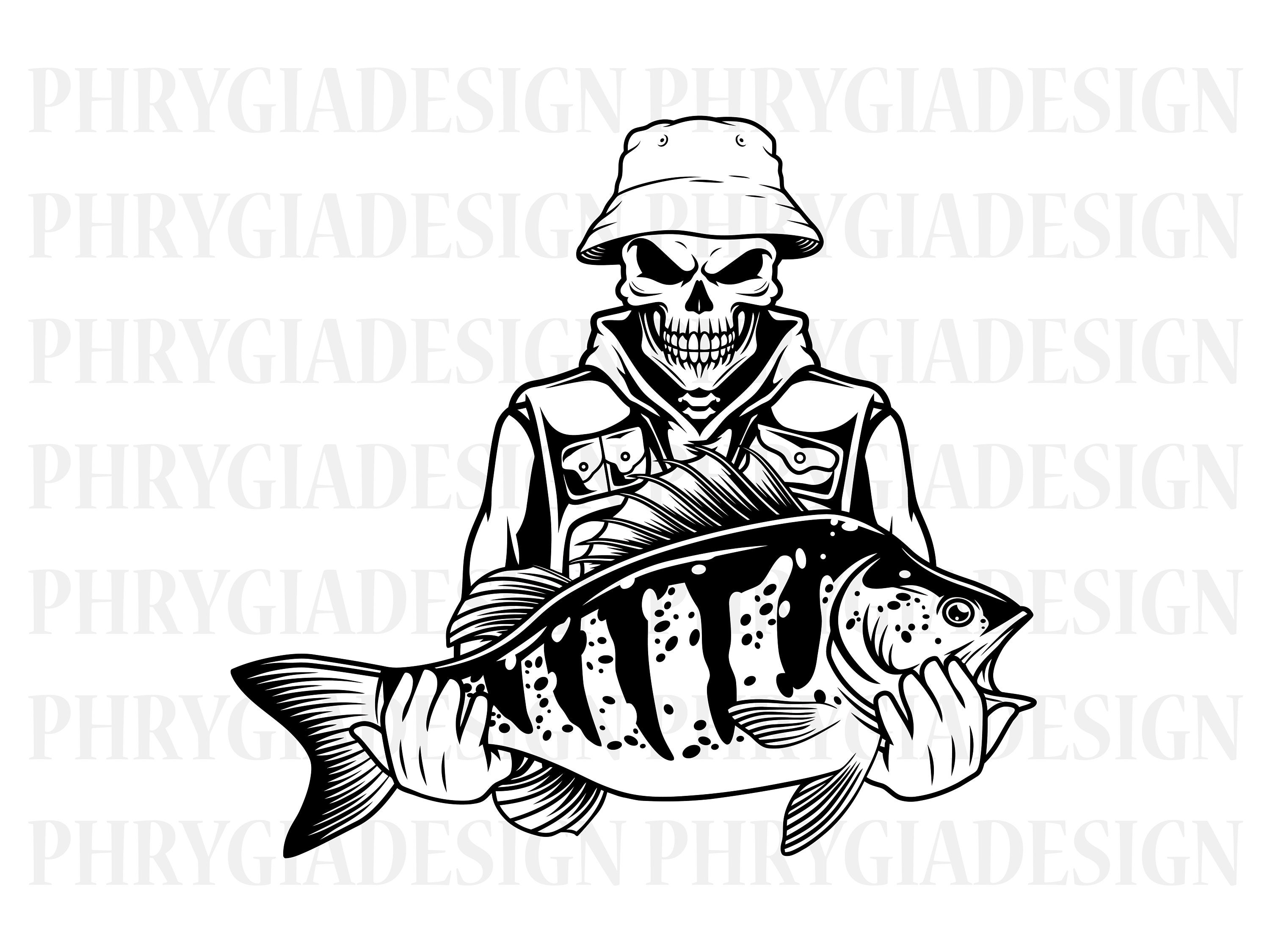 Skull Fisherman Svg , Fisherman Shirt Svg , Skull Fishing Svg ...