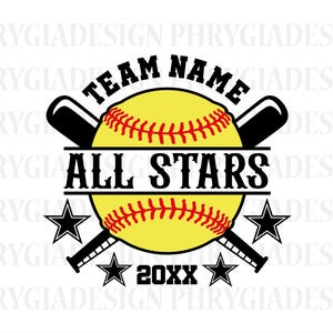 All Stars Softball Svg , All Stars Baseball , Personalized Name Svg ,  Softball Svg , Softball Player Svg , Softball Mom Svg , Baseball Svg