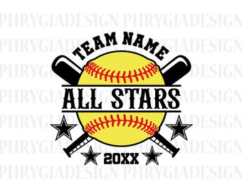 All Stars Softball Svg , All Stars Baseball , Personalized Name Svg ,  Softball Svg , Softball Player Svg , Softball Mom Svg , Baseball Svg