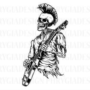 Rocker Skull Svg , Punk Rock Skull Svg , Punk Rock Svg , Skull Svg , Punk Rocker Svg , Rocker Svg , Rock N Roll Svg , Guitar Svg