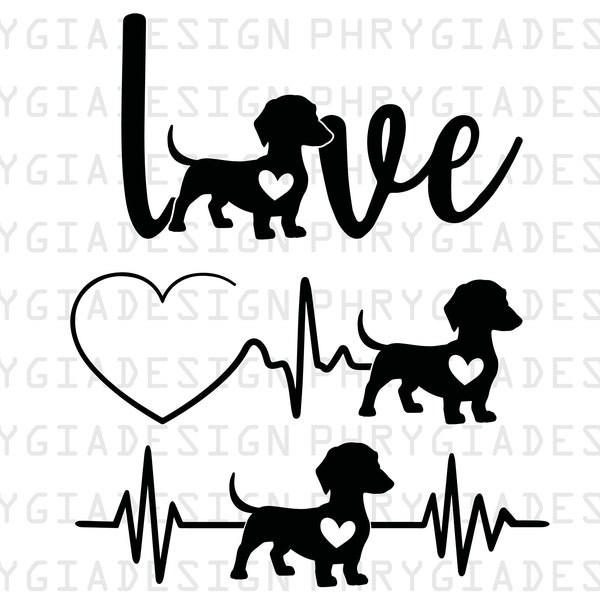 Dachshund Dog Svg Png , Weiner Dog Svg , Love Dachshund , Dachshund Heart , Daschund Dog , Commercial Use , Dachshund Sublimation