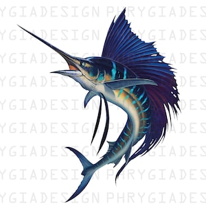 Blue Marlin Fish Clipart , Blue Marlin Png , Digital Sublimation Designs Downloads , Swordfish Png , Digital Download , Instant Download