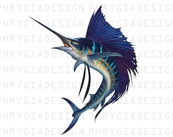 Blue Marlin Fish Clipart , Blue Marlin Png , Digital Sublimation Designs Downloads , Swordfish Png , Digital Download , Instant Download