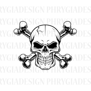 Skull With Crossed Bones Svg , Skull And Bones Svg , Skull Svg , Skull Clipart , Skull Shirt Svg , Skull Vector , Instant Download
