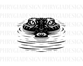 Krokodil Svg, Alligator Svg, Vilda djur Svg, Krokodilskjorta Design, Alligator Silhuett, Alligator Cut Fil, Digital Nedladdning
