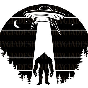 Bigfoot y Ufo Svg Png , Bigfoot Svg , Alien Svg , Ufo Svg , Yeti Svg , Camisa Bigfoot , Descarga digital , Descarga instantánea
