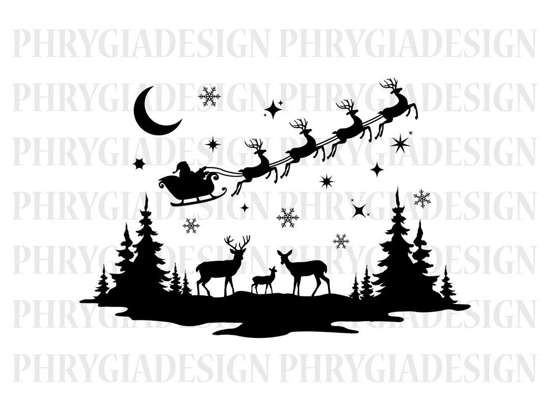 Winter Scene Svg , Christmas Scene Svg , Santa Claus Svg , Reindeer Svg