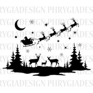 Winters tafereel Svg, kersttafereel Svg, kerstman Svg, rendieren Svg, Christmas Santa Svg, kerst png, digitale download