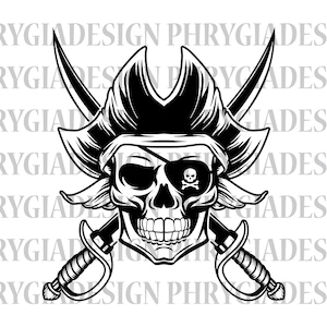 Pirate Skull Svg , Pirate Svg , Skull Svg , Pirate Clipart , Pirate Vector , Swords Svg , Digital Download , Instant Download , Pirate Png