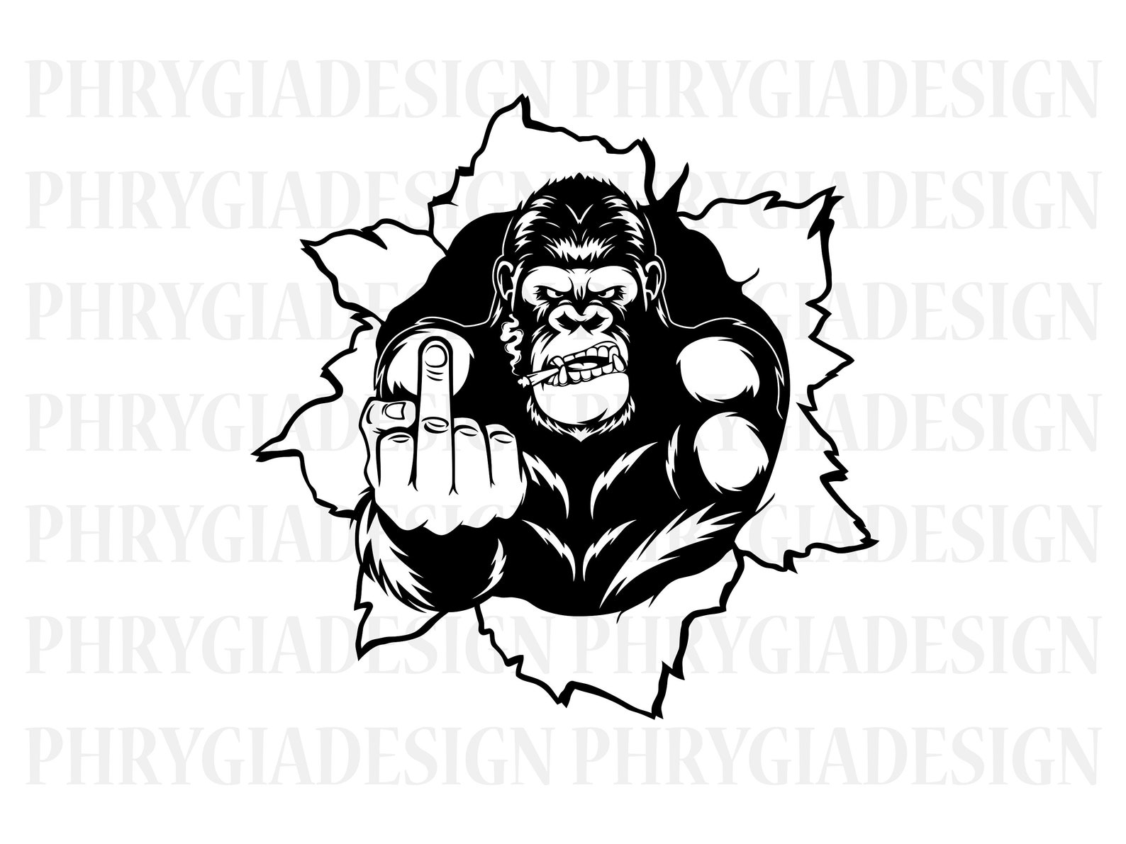 gorilla-middle-finger-svg-gorilla-svg-gorilla-vector-smoking