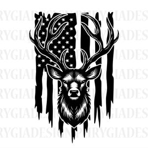 Deer Flag Svg , Deer Svg , Hunting Svg , Hunting Shirt Svg , Deer Hunter Svg , Outdoor Hunting Svg , Deer Head Svg , Hunting Clipart