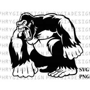 Gorilla Svg Png , Angry Gorilla Svg , Gorilla Vector , Gorilla Clipart , Gorilla Png , Gorilla Sublimation Design , Animal Svg