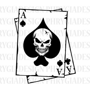 Pocket Aces Skull Svg , Poker Svg , Playing Cards Svg , Poker Cards Svg , Cards Clipart , Skull Gambler Svg , Skeleton Svg