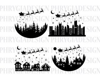 Christmas Village Svg , Christmas Scene Svg , Christmas Svg , Christmas Santa Svg , Christmas Png , Winter Scene Svg , Santa Claus Svg