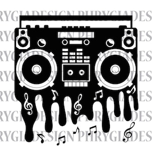 Boombox Svg , Dripping Boombox Svg , 80s 90s Retro Stereo SVG , Old School Svg , Cassette Tape Player Radio Svg , Digital Download