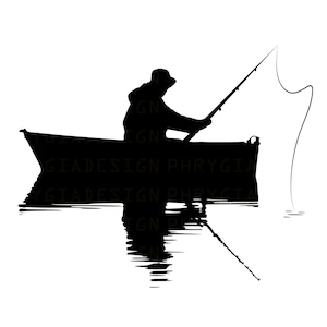 Boat Fishing Svg Png , Fisherman Clipart , Ocean , Pond , Lake , River , Vacation , Relaxation , Fish , Digital Download , Instant Download